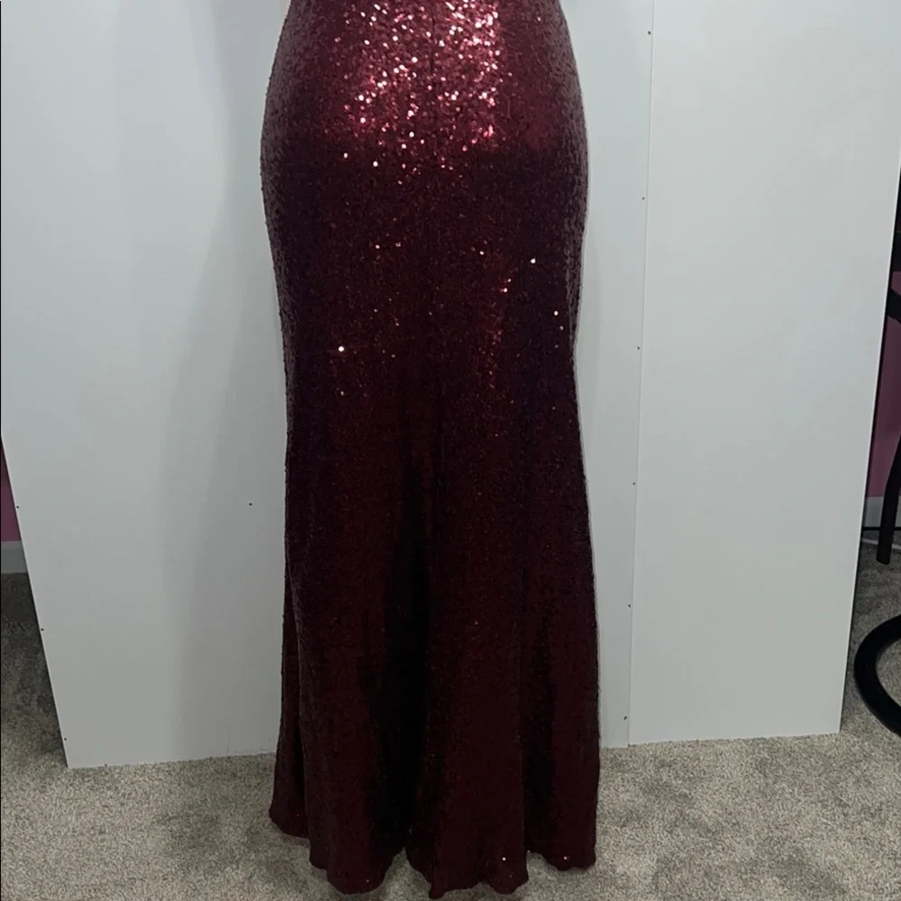 Revelry Red long deep evening dress One Shoulder SequiGown for Weddings zs 22 - Picture 8 of 16